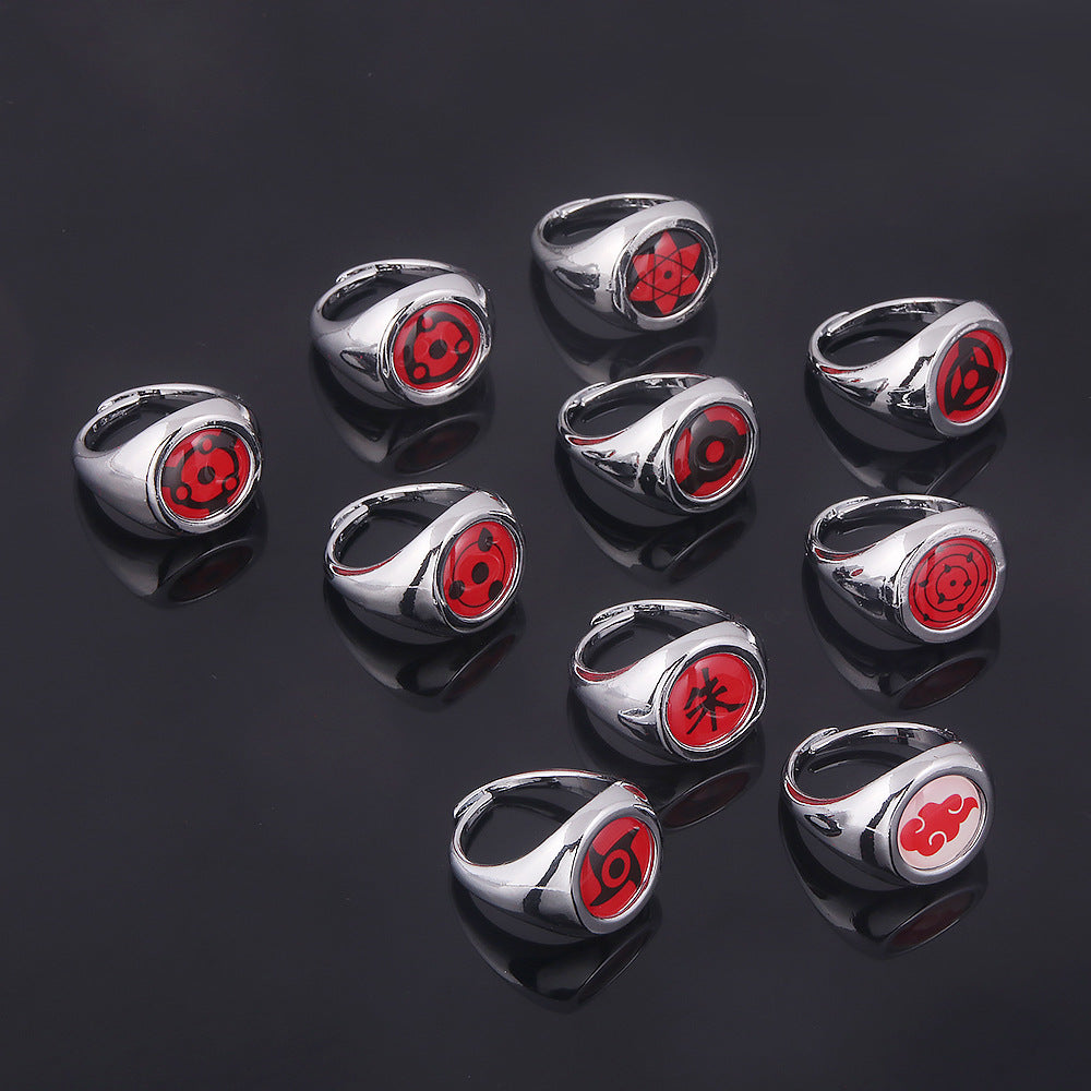 Japanese Anime Cosplay Ring Akatsuki Ladies Ring Men's Ring Accessories Props Finger Decoration Anillos Akatsuki Itachi