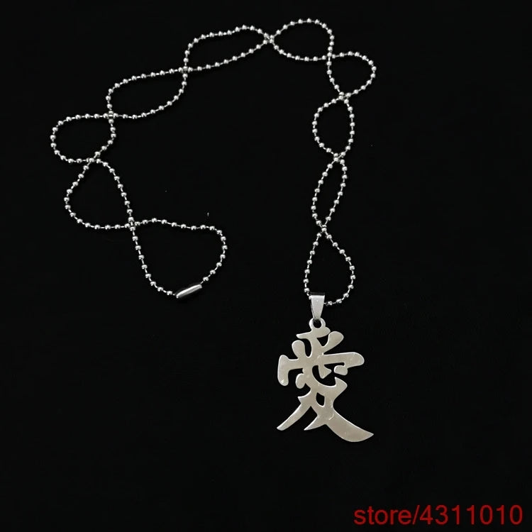 Anime Necklace Metal Gaara Gourd Love stainless steel Pendant Cosplay fashion korean hiphop couple choker necklace women men