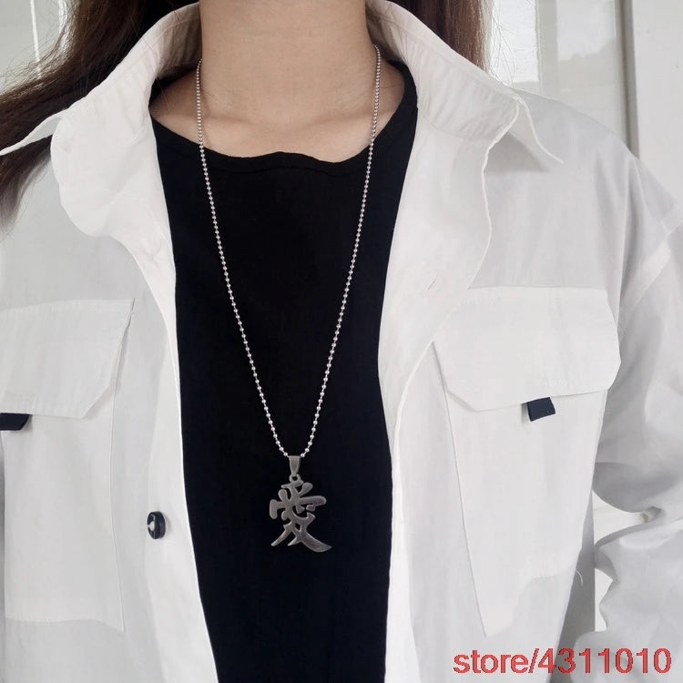 Anime Necklace Metal Gaara Gourd Love stainless steel Pendant Cosplay fashion korean hiphop couple choker necklace women men