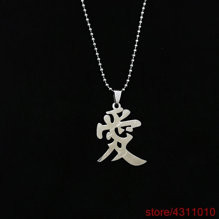 Anime Necklace Metal Gaara Gourd Love stainless steel Pendant Cosplay fashion korean hiphop couple choker necklace women men