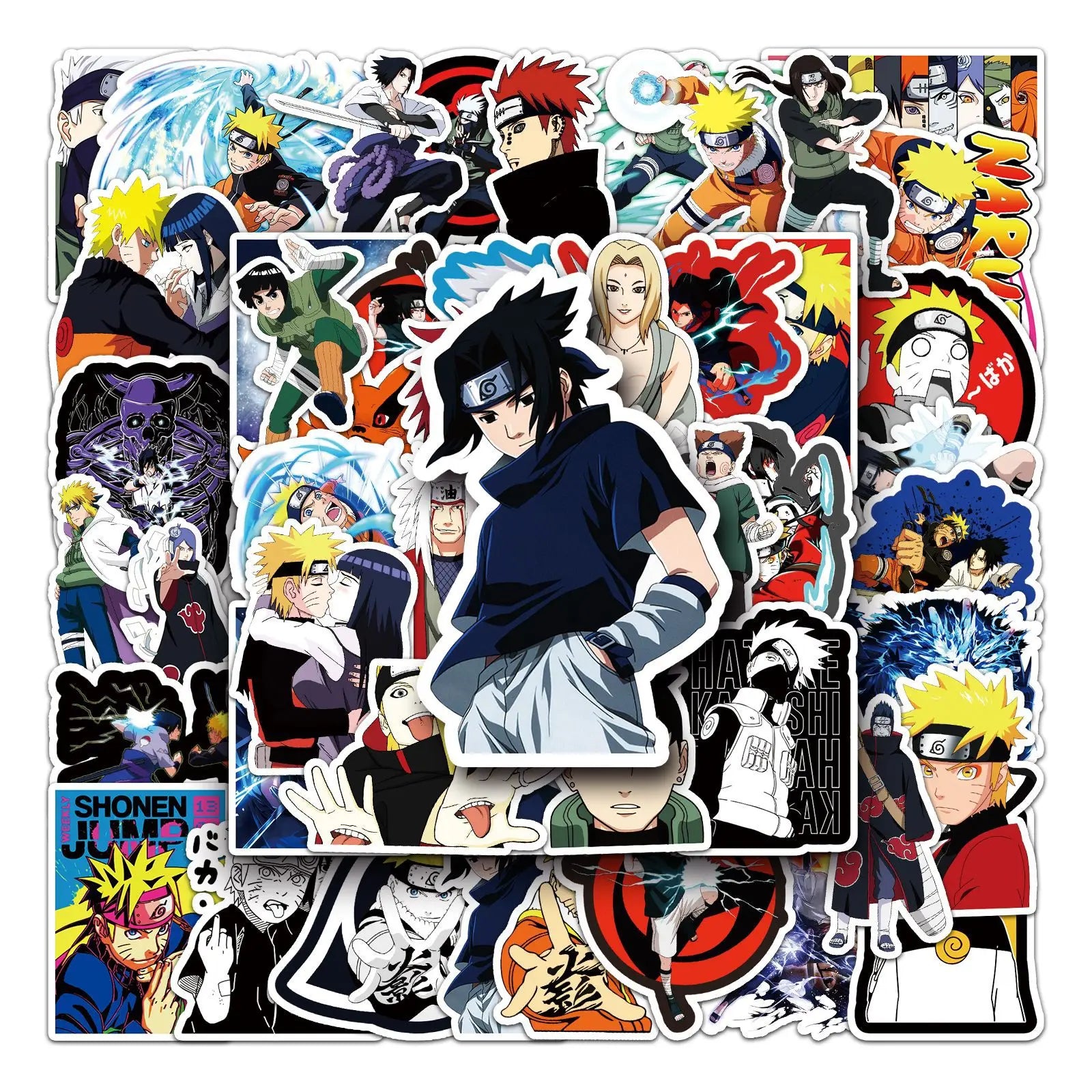 50 Pcs Naruto Shippūden Sasuke Naruto Kakashi Anime Cartoon Sticker DIY Graffiti Notebook Skateboard Waterproof Decor Toys Gift