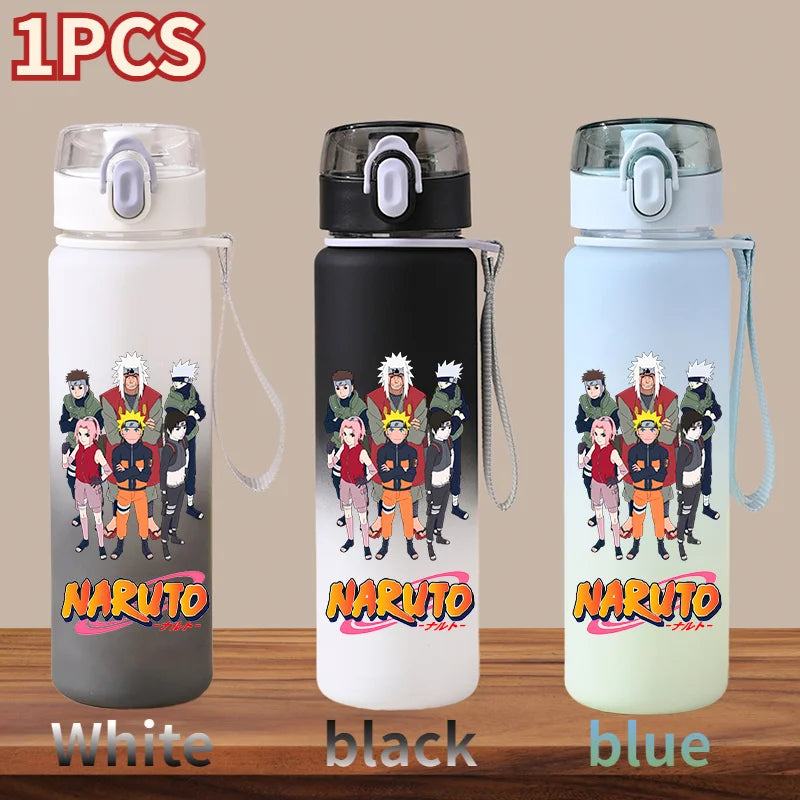 NARUTO 560ML Large Capacity Children Water Cup Portable Plastic Outdoor Sports Aldults Drinking Water Bottle Anime Uchiha Sasuke