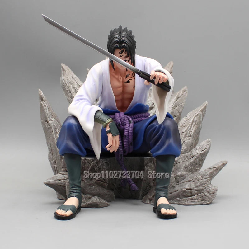 Naruto Uchiha Sasuke Figures Mantra Seal Sitting Uchiha Sasuke Action Figures 18cm PVC Anime Collection Model Toys Gifts