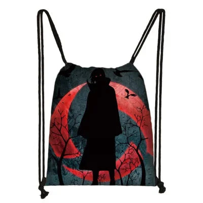 New Anime Uchiha Sasuke Akatsuki Sharingan Cartoon Drawstring Bag Children's Portable Backpack toys Gift
