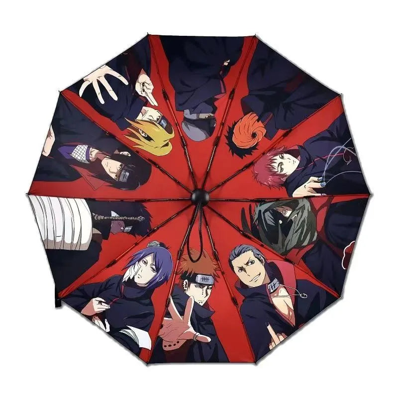 New Naruto Umbrella Automatic Sunny Umbrella Akatsuki Itachi Sasuke Animation Peripheral Cartoon Creative Children's Gift Toys