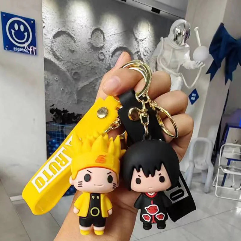 New Naruto Anime Figures Naruto Sasuke Kakashi Itachi Jiraiya PVC Keychain Bag Keyring Accessory Kids Toys Birthday Fans Gifts