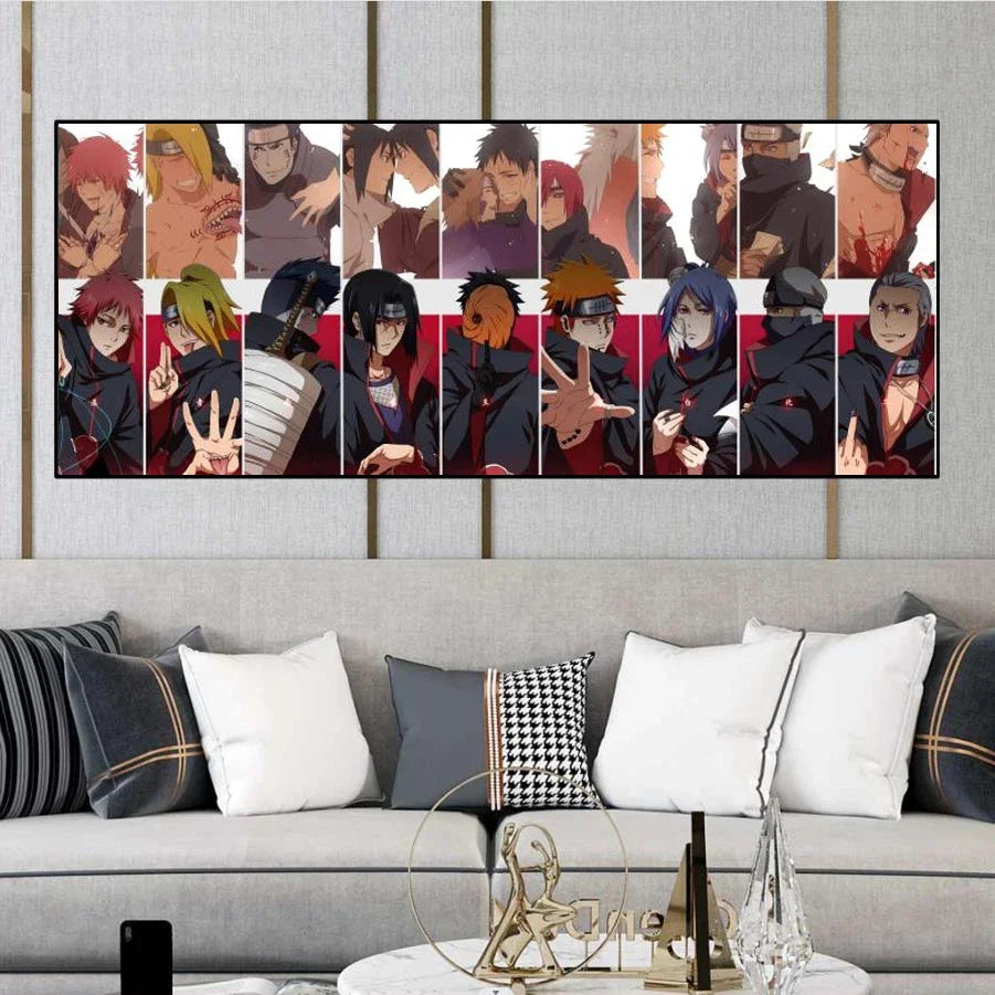 Naruto Family Portrait Decoration Painting Organized By Naruto Sasuke Xiao for Hanging Paintings Kid's Bedroom Bedside Mural