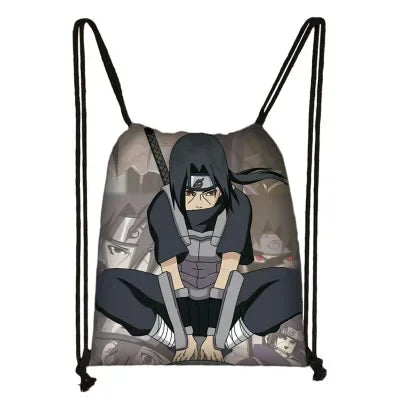 New Anime Uchiha Sasuke Akatsuki Sharingan Cartoon Drawstring Bag Children's Portable Backpack toys Gift