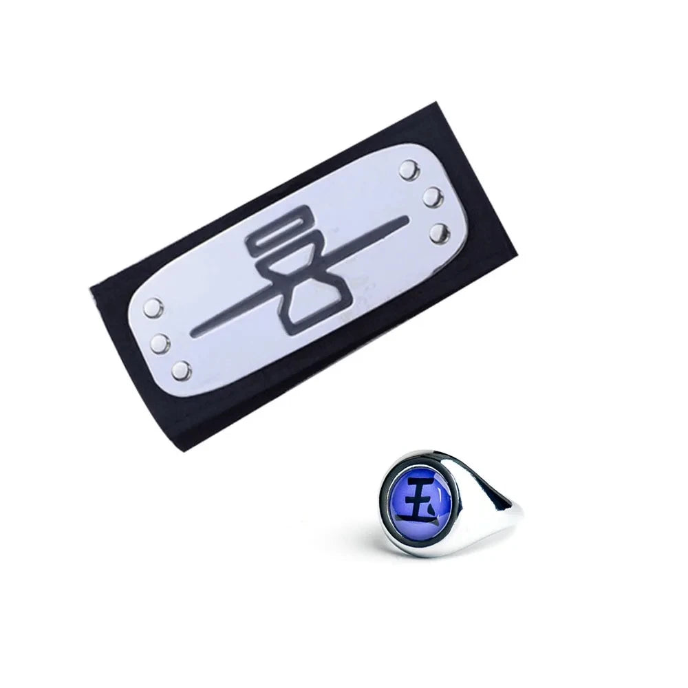 Bandai Naruto Akatsuki Rings Headbands Anime Figure Itachi Cosplay Ring Accessories Props Jewerly Christmas Party Gifts