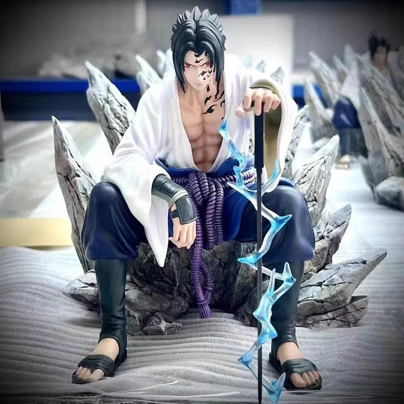 Naruto Uchiha Sasuke Figures Mantra Seal Sitting Uchiha Sasuke Action Figures 18cm PVC Anime Collection Model Toys Gifts