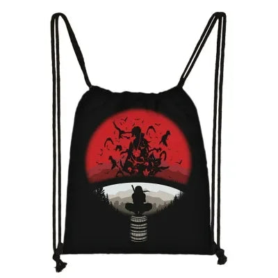 New Anime Uchiha Sasuke Akatsuki Sharingan Cartoon Drawstring Bag Children's Portable Backpack toys Gift