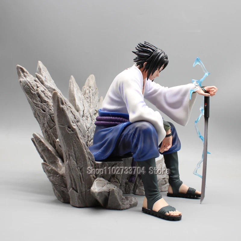 Naruto Uchiha Sasuke Figures Mantra Seal Sitting Uchiha Sasuke Action Figures 18cm PVC Anime Collection Model Toys Gifts