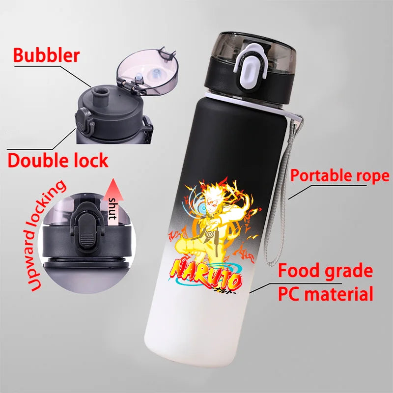 NARUTO 560ML Large Capacity Children Water Cup Portable Plastic Outdoor Sports Aldults Drinking Water Bottle Anime Uchiha Sasuke
