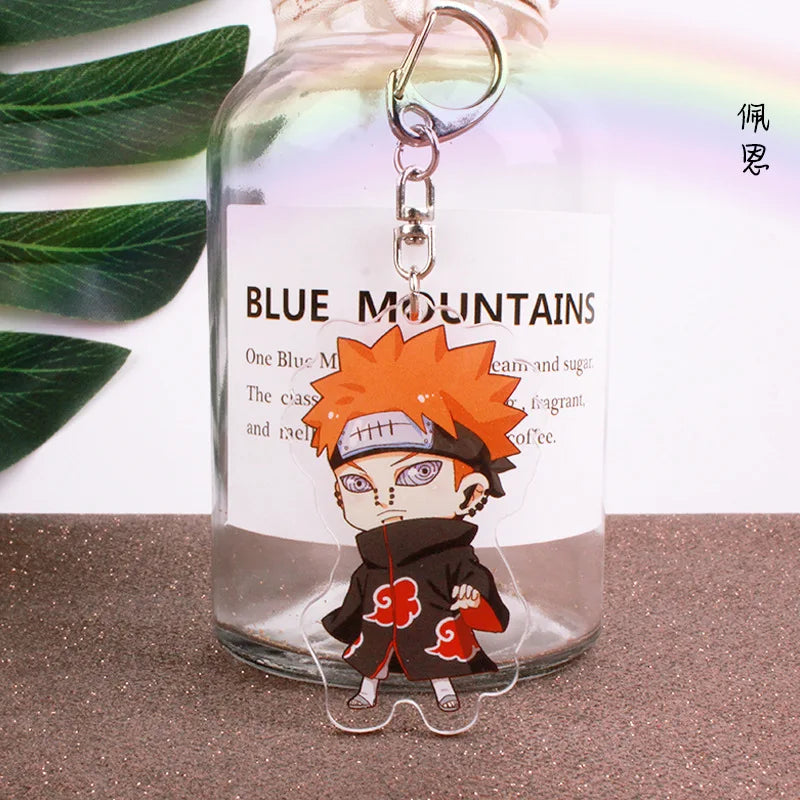 Anime Akatsuki Keychain Uzumaki Gaara Uchiha Sasuke Senju Hashirama Pain Jiraiya Acrylic Key Chains Pendant Figure Toys Gifts