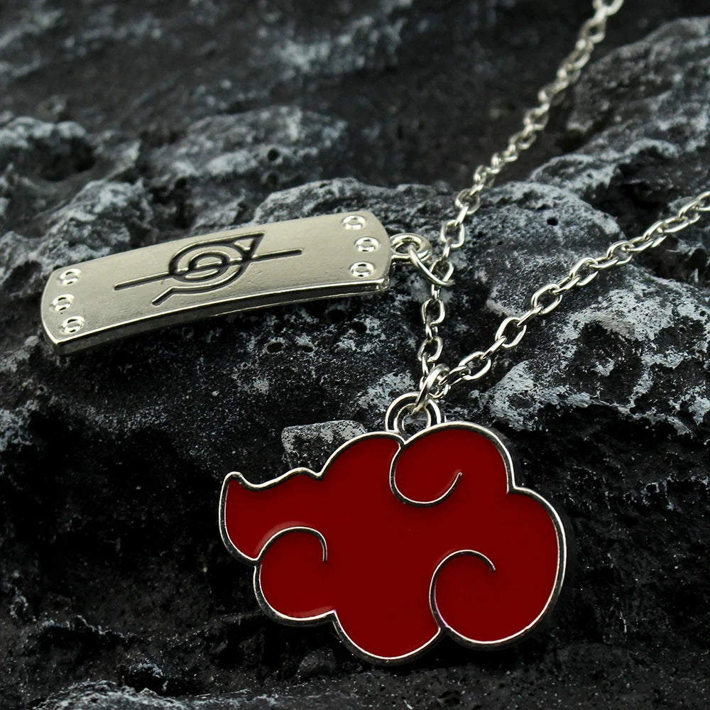 Anime Konoha Leather Necklace Akatsuki Red Cloud Pendant Anime Accessories Cosplay Akatsuki Itachi Cartoon Toys Gifts