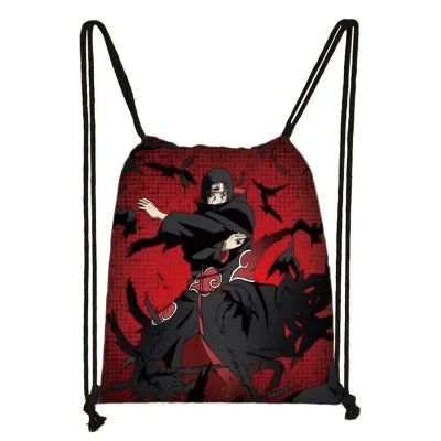 New Anime Uchiha Sasuke Akatsuki Sharingan Cartoon Drawstring Bag Children's Portable Backpack toys Gift