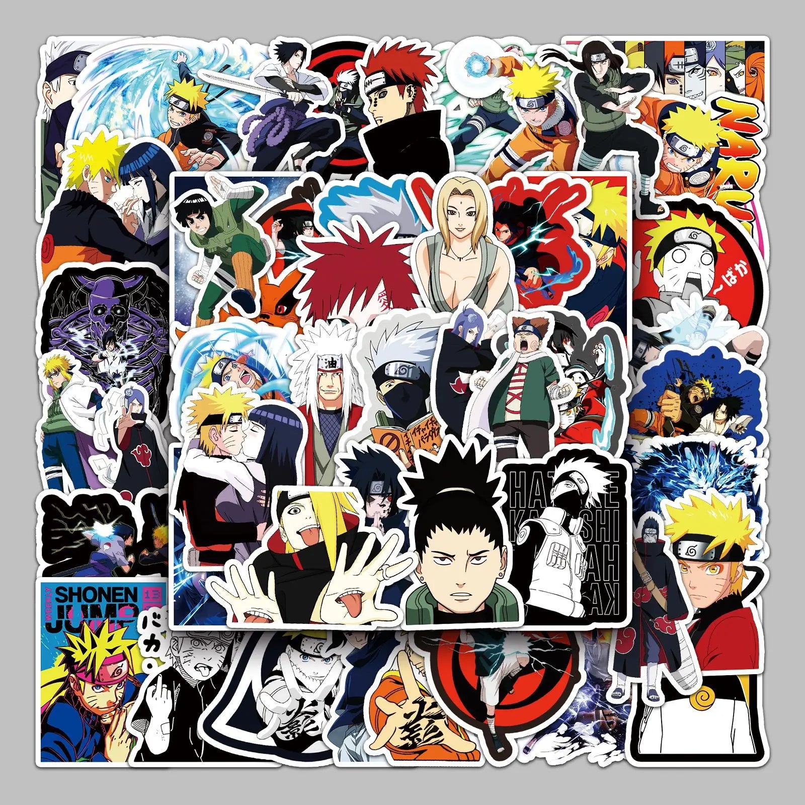 50 Pcs Naruto Shippūden Sasuke Naruto Kakashi Anime Cartoon Sticker DIY Graffiti Notebook Skateboard Waterproof Decor Toys Gift