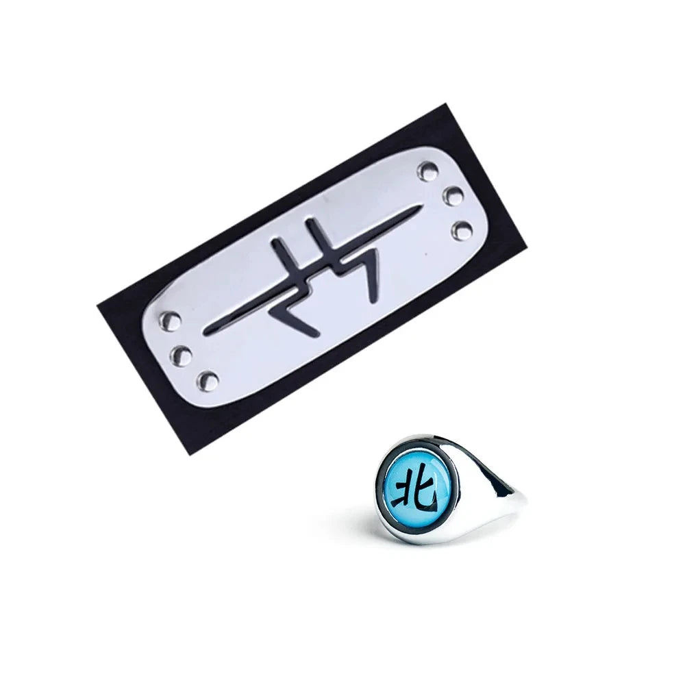 Bandai Naruto Akatsuki Rings Headbands Anime Figure Itachi Cosplay Ring Accessories Props Jewerly Christmas Party Gifts