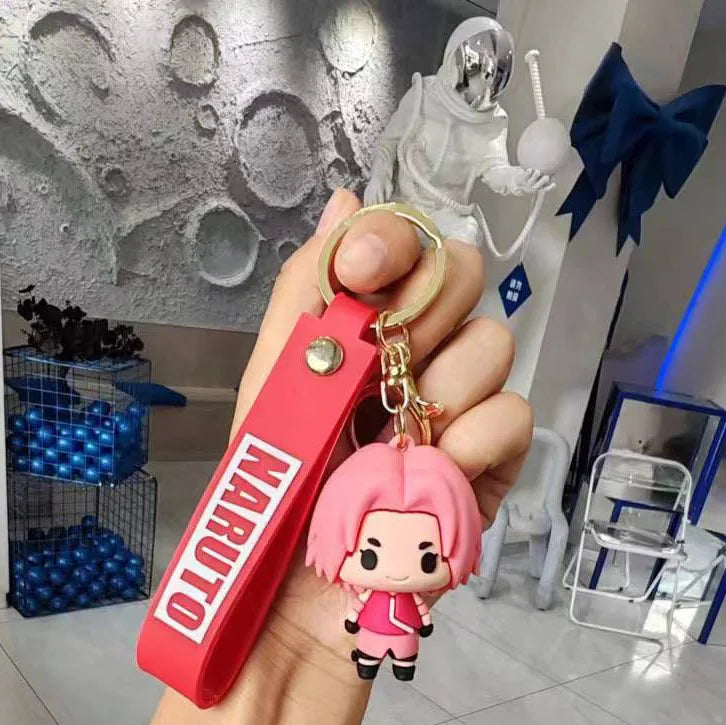 New Naruto Anime Figures Naruto Sasuke Kakashi Itachi Jiraiya PVC Keychain Bag Keyring Accessory Kids Toys Birthday Fans Gifts