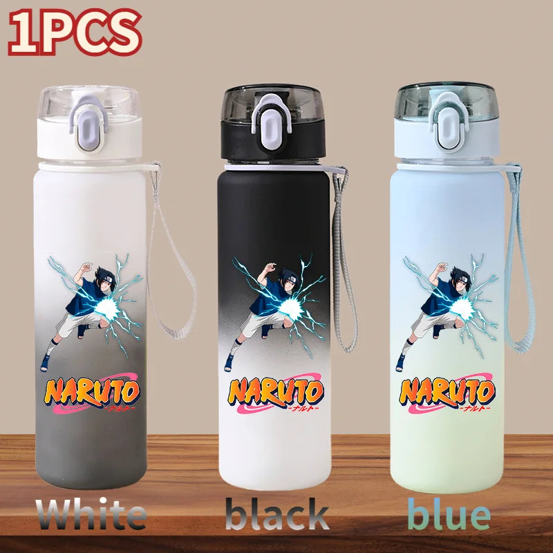 NARUTO 560ML Large Capacity Children Water Cup Portable Plastic Outdoor Sports Aldults Drinking Water Bottle Anime Uchiha Sasuke