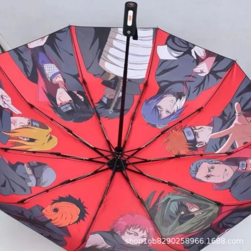 New Naruto Umbrella Automatic Sunny Umbrella Akatsuki Itachi Sasuke Animation Peripheral Cartoon Creative Children's Gift Toys