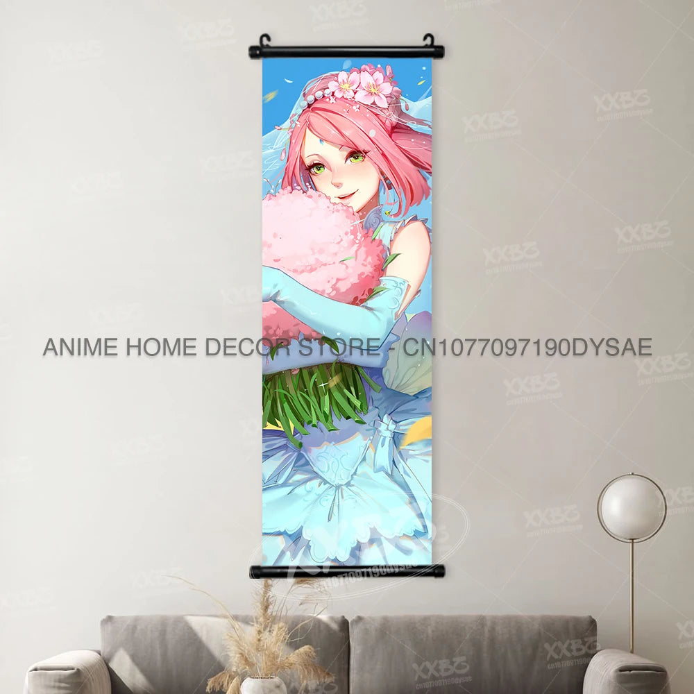 Naruto Posters Scroll Wall Decor Uchiha Itachi Home Pictures Haruno Sakura Anime Hanging Nara Shikamaru Art Paintings Orochimaru