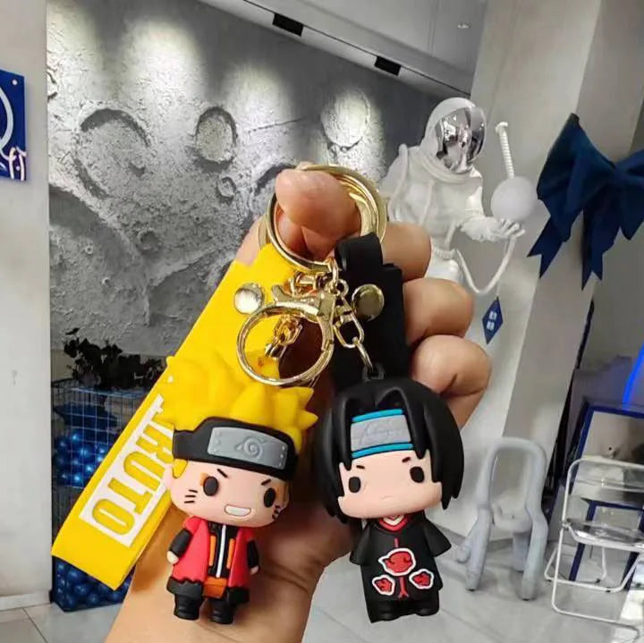 New Naruto Anime Figures Naruto Sasuke Kakashi Itachi Jiraiya PVC Keychain Bag Keyring Accessory Kids Toys Birthday Fans Gifts