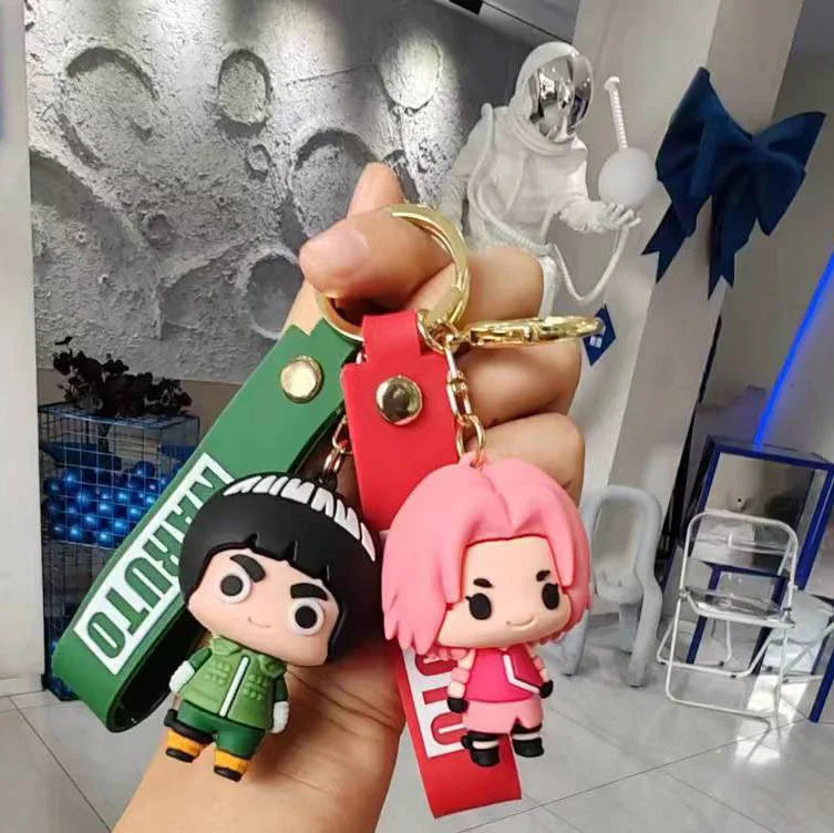 New Naruto Anime Figures Naruto Sasuke Kakashi Itachi Jiraiya PVC Keychain Bag Keyring Accessory Kids Toys Birthday Fans Gifts
