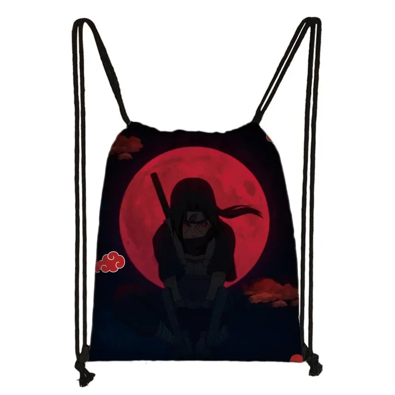 New Anime Uchiha Sasuke Akatsuki Sharingan Cartoon Drawstring Bag Children's Portable Backpack toys Gift