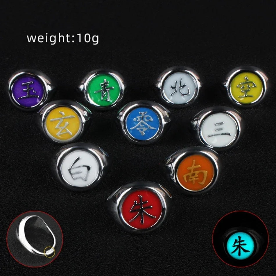Japanese Anime Cosplay Luminous Ring Akatsuki Ladies Ring Men's Ring Accessories Props Finger Decoration Anillos Akatsuki Itachi