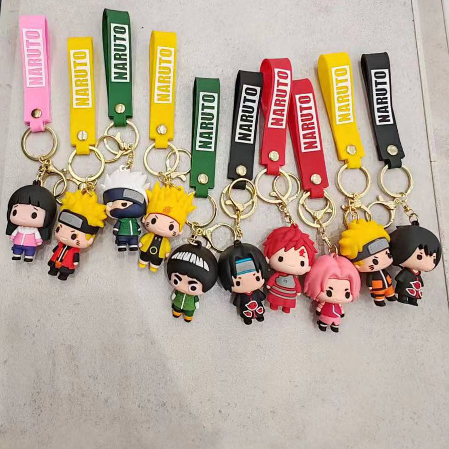 New Naruto Anime Figures Naruto Sasuke Kakashi Itachi Jiraiya PVC Keychain Bag Keyring Accessory Kids Toys Birthday Fans Gifts