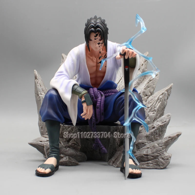 Naruto Uchiha Sasuke Figures Mantra Seal Sitting Uchiha Sasuke Action Figures 18cm PVC Anime Collection Model Toys Gifts