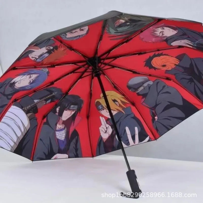 New Naruto Umbrella Automatic Sunny Umbrella Akatsuki Itachi Sasuke Animation Peripheral Cartoon Creative Children's Gift Toys