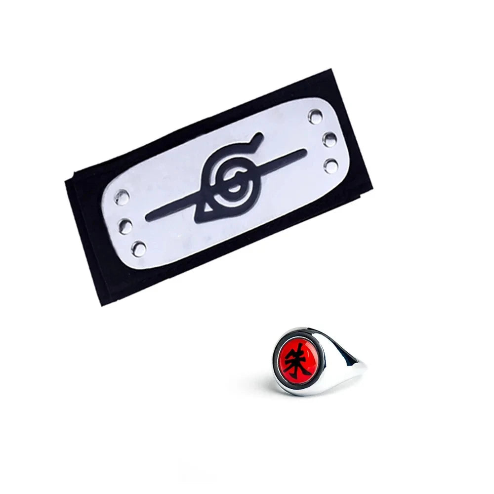Bandai Naruto Akatsuki Rings Headbands Anime Figure Itachi Cosplay Ring Accessories Props Jewerly Christmas Party Gifts