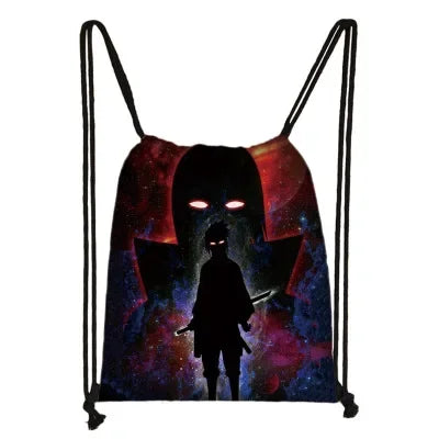 New Anime Uchiha Sasuke Akatsuki Sharingan Cartoon Drawstring Bag Children's Portable Backpack toys Gift