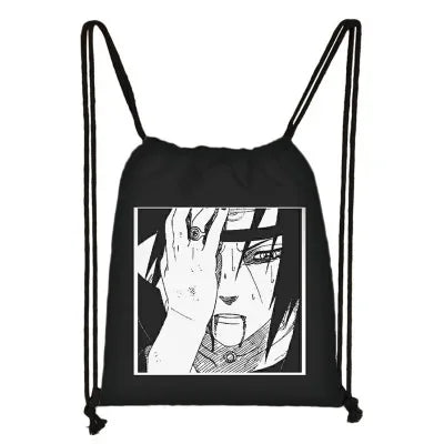 New Anime Uchiha Sasuke Akatsuki Sharingan Cartoon Drawstring Bag Children's Portable Backpack toys Gift
