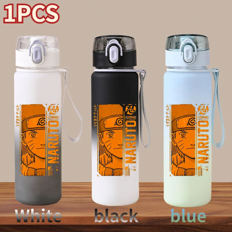 NARUTO 560ML Large Capacity Children Water Cup Portable Plastic Outdoor Sports Aldults Drinking Water Bottle Anime Uchiha Sasuke