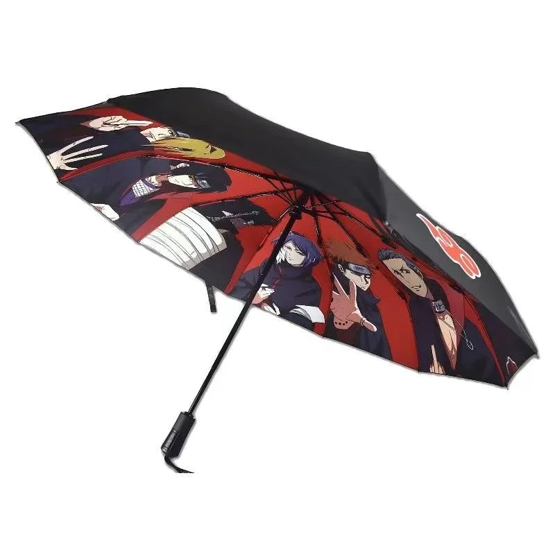 New Naruto Umbrella Automatic Sunny Umbrella Akatsuki Itachi Sasuke Animation Peripheral Cartoon Creative Children's Gift Toys