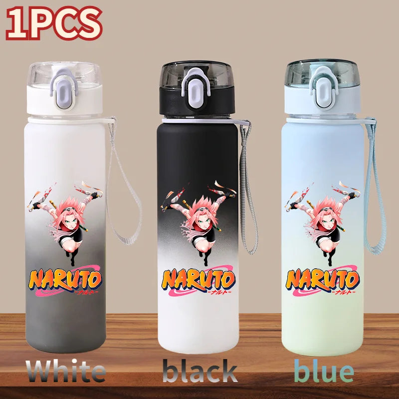 NARUTO 560ML Large Capacity Children Water Cup Portable Plastic Outdoor Sports Aldults Drinking Water Bottle Anime Uchiha Sasuke