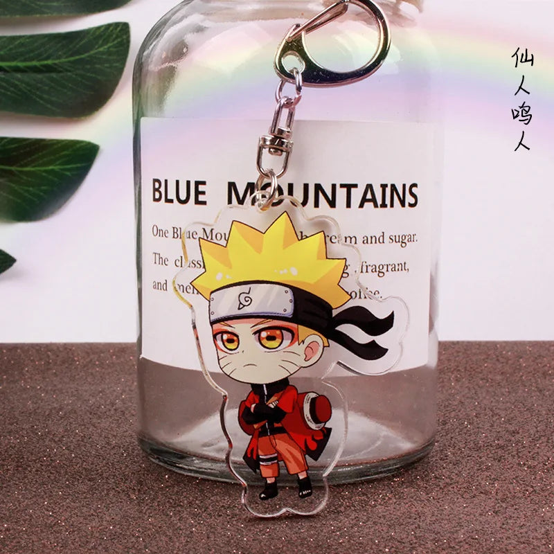 Anime Akatsuki Keychain Uzumaki Gaara Uchiha Sasuke Senju Hashirama Pain Jiraiya Acrylic Key Chains Pendant Figure Toys Gifts