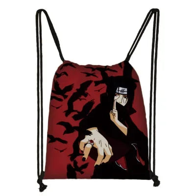 New Anime Uchiha Sasuke Akatsuki Sharingan Cartoon Drawstring Bag Children's Portable Backpack toys Gift