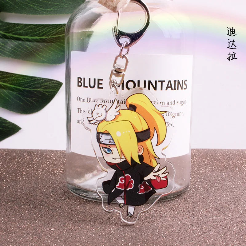 Anime Akatsuki Keychain Uzumaki Gaara Uchiha Sasuke Senju Hashirama Pain Jiraiya Acrylic Key Chains Pendant Figure Toys Gifts