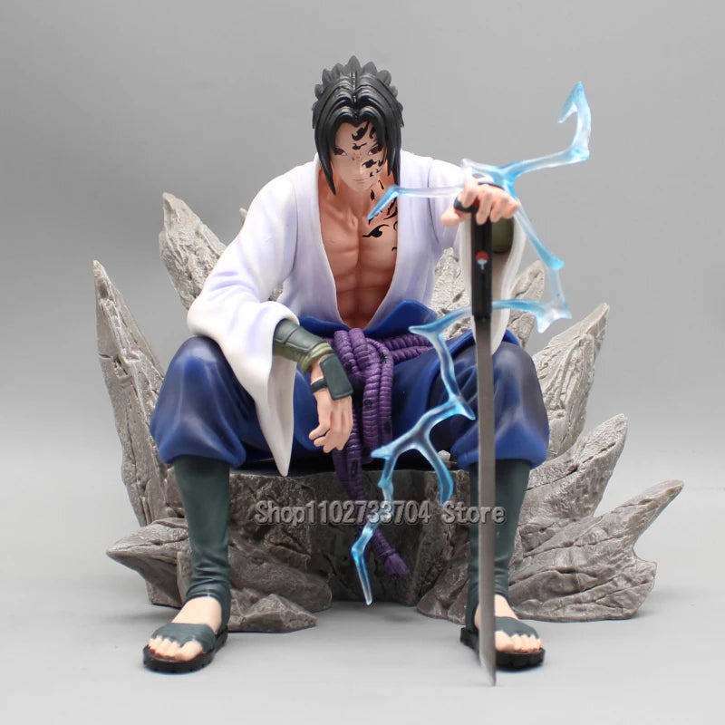 Naruto Uchiha Sasuke Figures Mantra Seal Sitting Uchiha Sasuke Action Figures 18cm PVC Anime Collection Model Toys Gifts