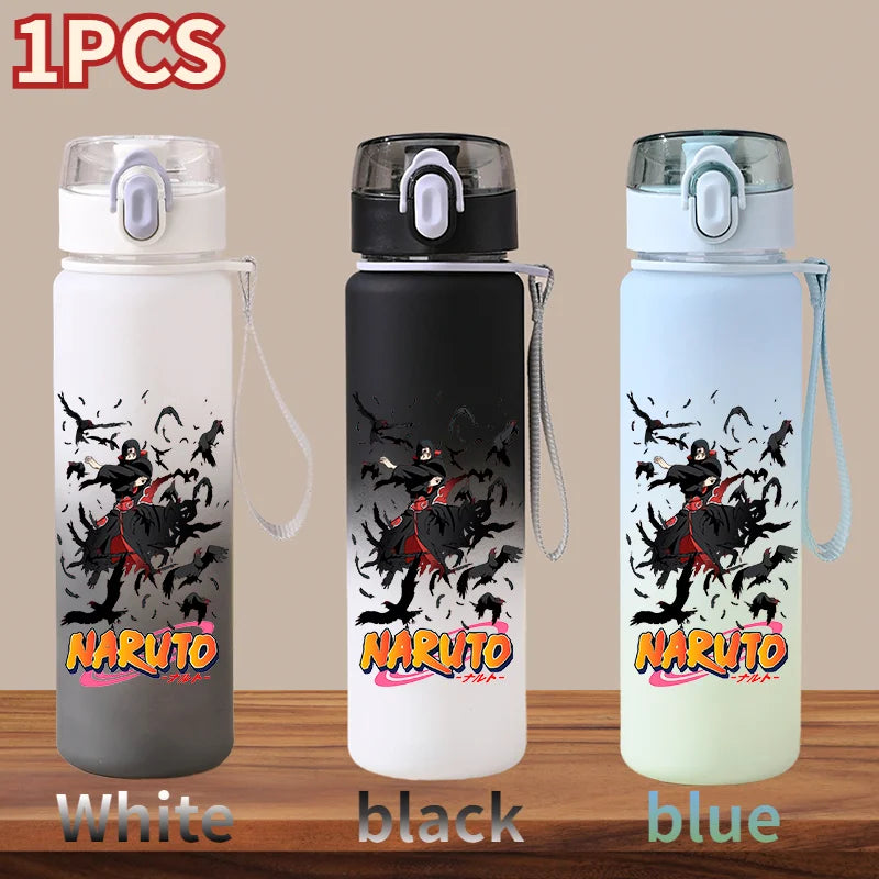 NARUTO 560ML Large Capacity Children Water Cup Portable Plastic Outdoor Sports Aldults Drinking Water Bottle Anime Uchiha Sasuke