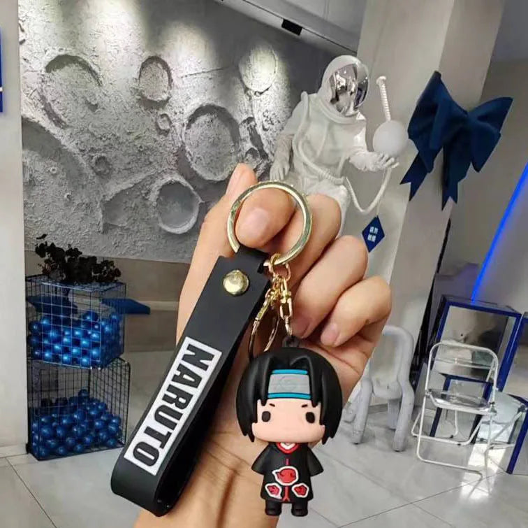 New Naruto Anime Figures Naruto Sasuke Kakashi Itachi Jiraiya PVC Keychain Bag Keyring Accessory Kids Toys Birthday Fans Gifts