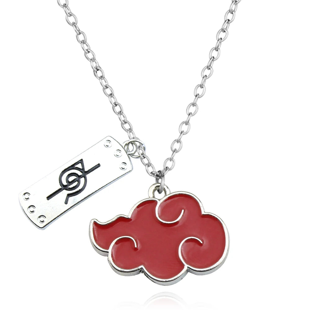 Anime Konoha Leather Necklace Akatsuki Red Cloud Pendant Anime Accessories Cosplay Akatsuki Itachi Cartoon Toys Gifts