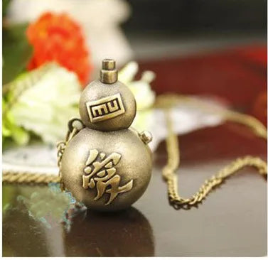 Cartoon Anime Cosplay Gift Metal Accessories Gaara Love Gourd Pendant Necklace With Vintage Quartz Pocket Watch