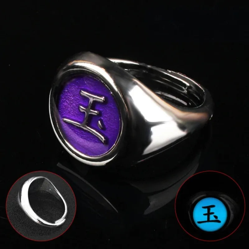 Japanese Anime Cosplay Luminous Ring Akatsuki Ladies Ring Men's Ring Accessories Props Finger Decoration Anillos Akatsuki Itachi