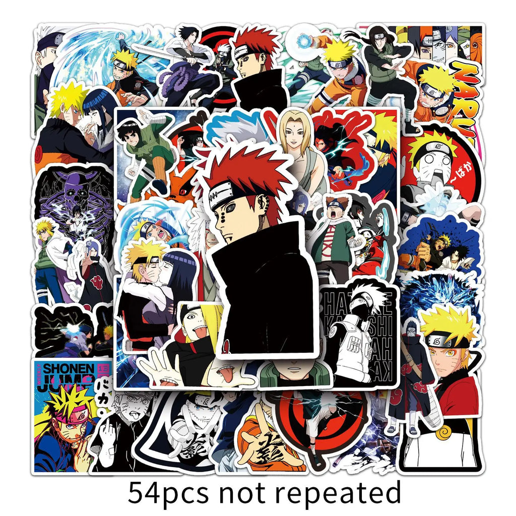50 Pcs Naruto Shippūden Sasuke Naruto Kakashi Anime Cartoon Sticker DIY Graffiti Notebook Skateboard Waterproof Decor Toys Gift