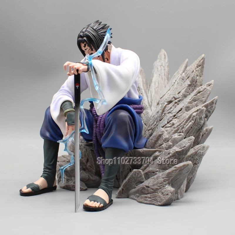 Naruto Uchiha Sasuke Figures Mantra Seal Sitting Uchiha Sasuke Action Figures 18cm PVC Anime Collection Model Toys Gifts